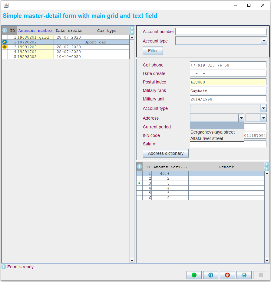 Desktop Java Forms a compact master-detail UI library